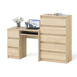 Комод высокий Мори МК700 5-ть ящиков и стол компьютерный Мори МС-6 левый