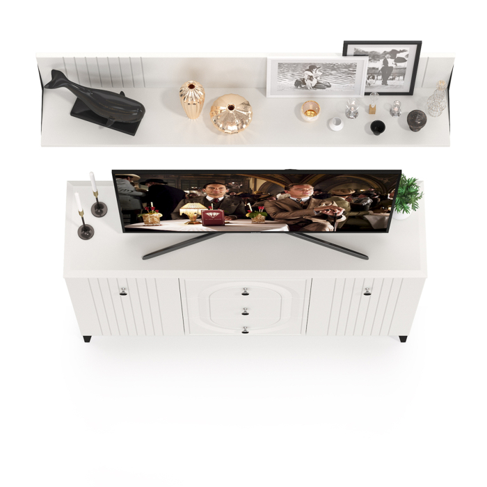 Стенки для гостиной, Комод-ТВ-тумба Валенсия 13.309 с навесной полкой № 88