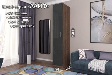 Распашной шкаф Лайф для одежды 40*60*240 Дуб экспрессив