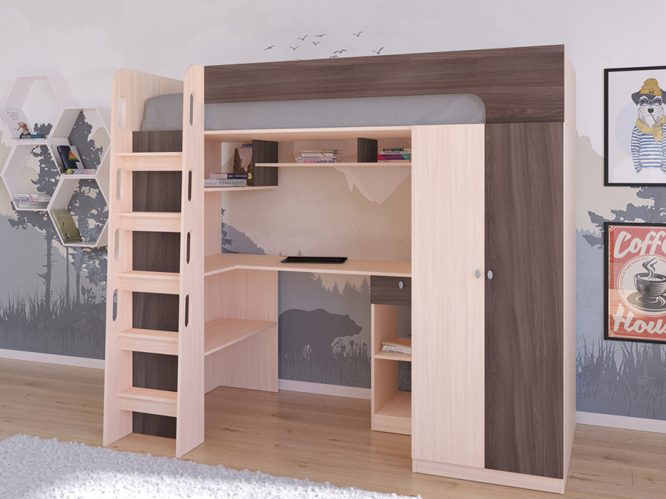 Кровати-чердаки, Кровать-чердак Астра 10 Дуб молочный