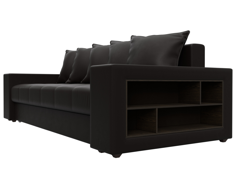 Диваны еврокнижки, Диван прямой Дубай полки справа, экокожа GRIFON