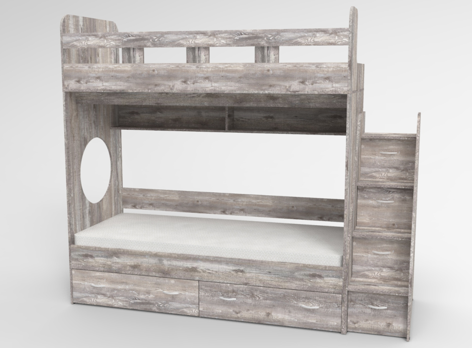 Для подростка, Трехъярусная кровать Юниор,  Бетон