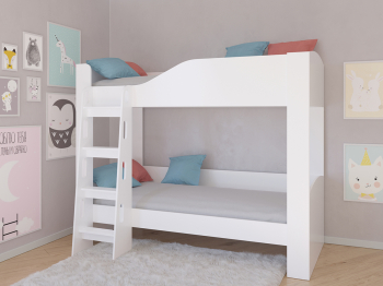 Кровать двухъярусная Астра 2 без ящика Белый