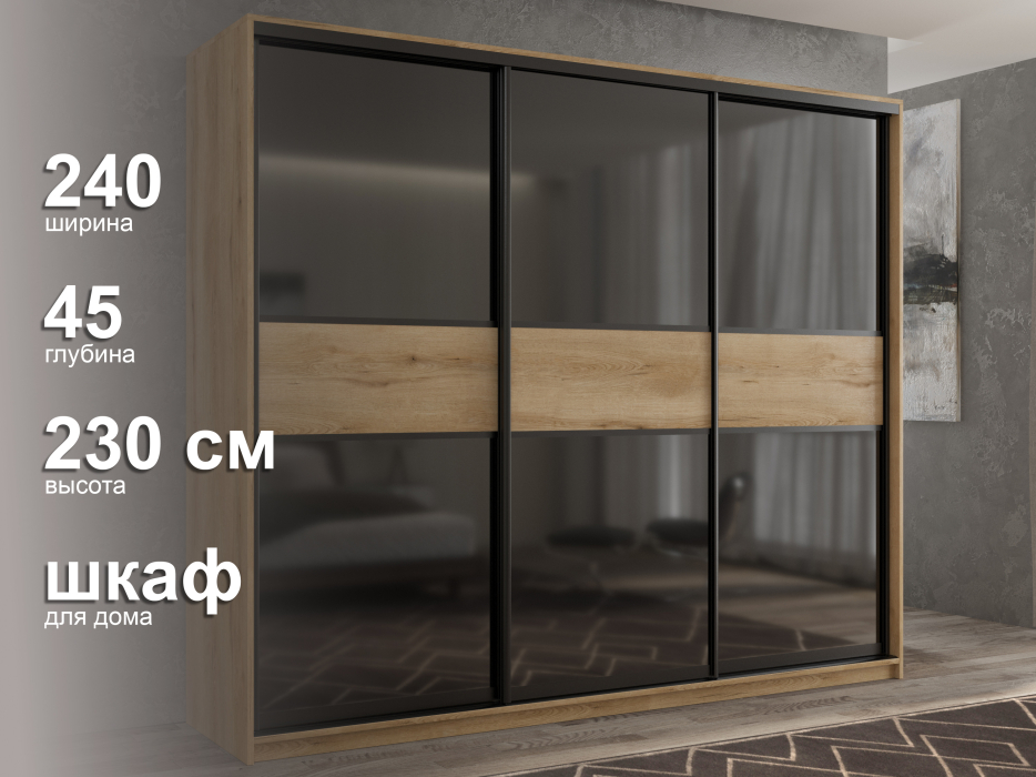 Шкафы-купе 3-х дверные, Шкаф-купе 3х дверный Кааппи 12 240х45