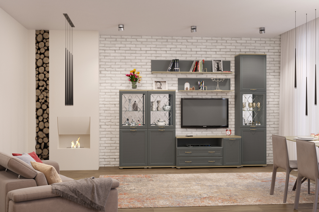 Стенки для гостиной, Модульная гостиная Карина композиция 22