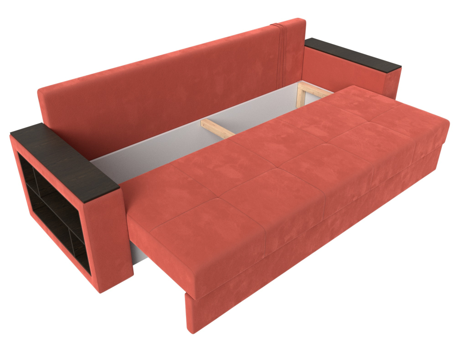 Диваны кровати со спальным местом, Диван прямой Дубай Лайт полки слева, микровельвет