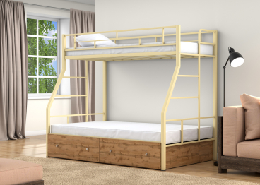 Двухъярусная кровать Раута Твист ящики дуб ватан