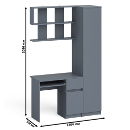 Пенал Мори однодверный на 400.1 с компьютерным столом Мори МС-1 правый и полкой 900