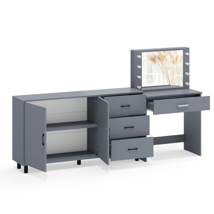 С зеркалом, Комод-тумба 123-1604 и туалетный столик с подсветкой СТ-4