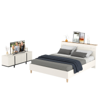 Спальные гарнитуры, Кровать 11.41 Муссон 1600 с ортопедом и ТВ-тумба Квадро 13.276