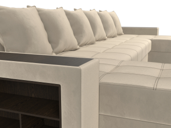 П-образный диван Дубай полки слева, микровельвет