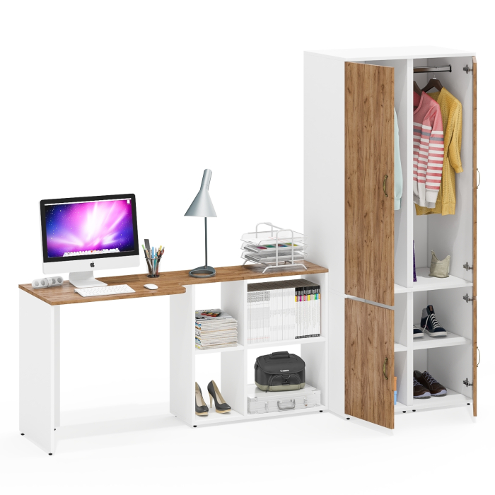 Домашние кабинеты, Два узких бельевых шкафа Лидер-8 и столик-трансформер