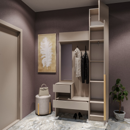 Прихожая Голд Бостон вешалка В1 с пеналом и антресолью