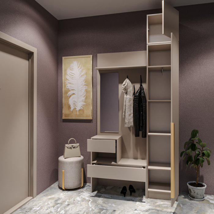 Прихожие, Прихожая Голд Бостон вешалка В1 с пеналом и антресолью