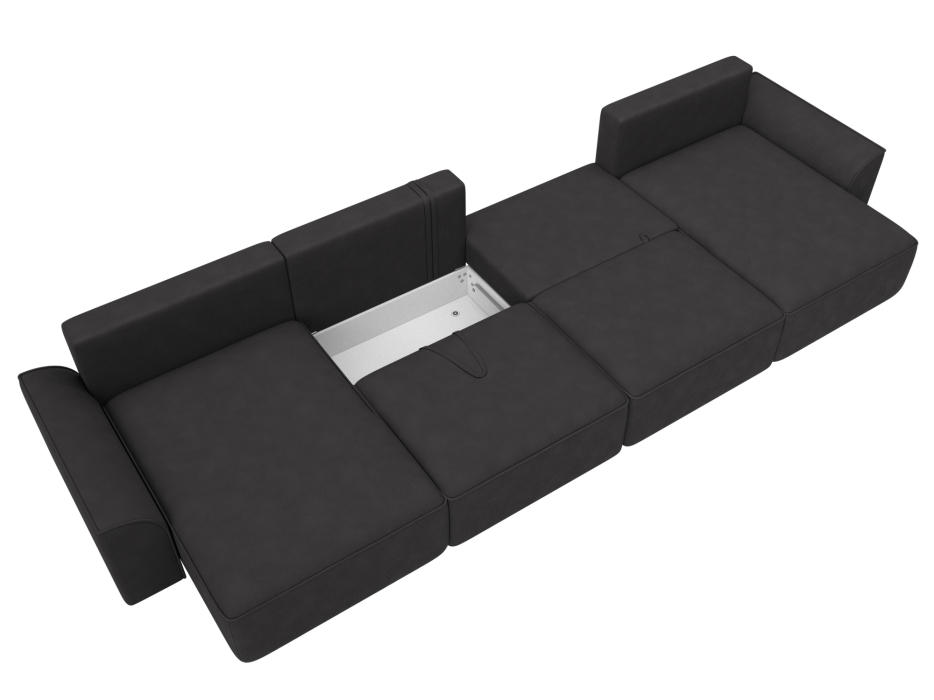 Диваны прямые со спальным местом, Диван п-образный Лига-048 НПБ лонг, замша JOLY