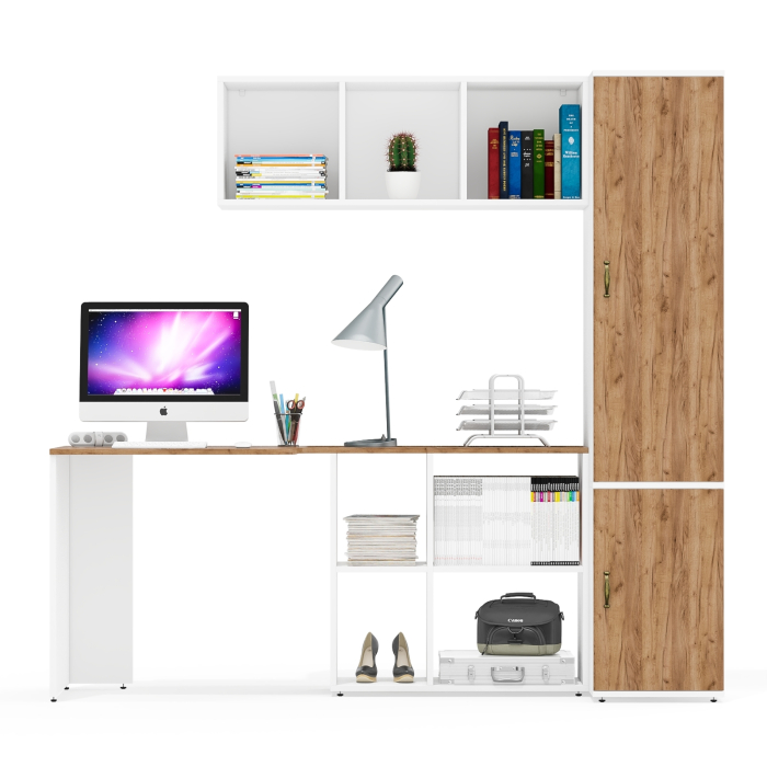 Домашние кабинеты, Стол-трансформер с навесной полкой Лидер-8 и функциональным пеналом МД 23Б