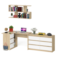 Домашние кабинеты, Стол компьютерный угловой МС-16 левый Мори с полкой для книг и широким комодом