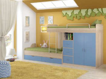 Кровать двухъярусная ДЕЛЬТА 18.04.02 (Дуб сонома)