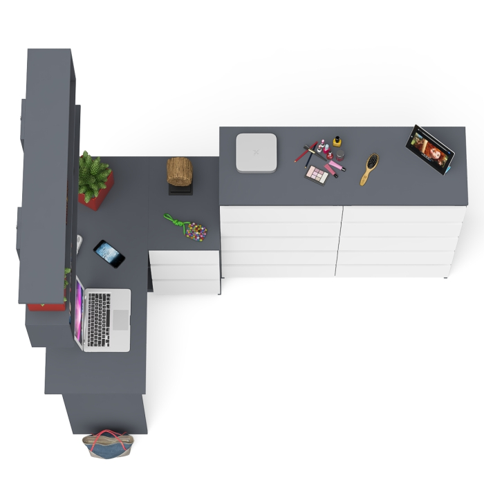 Домашние кабинеты, Набор мебели из углового компьютерного стола Мори МС-16 правого с книжной полкой и комода МК1200.10