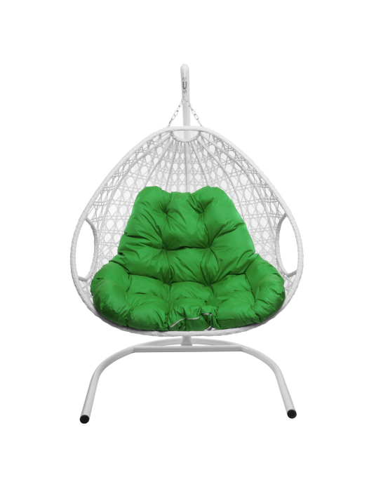 Подвесные кресла, Подвесное кресло ДЛЯ ДВОИХ ЛЮКС с ротангом белое