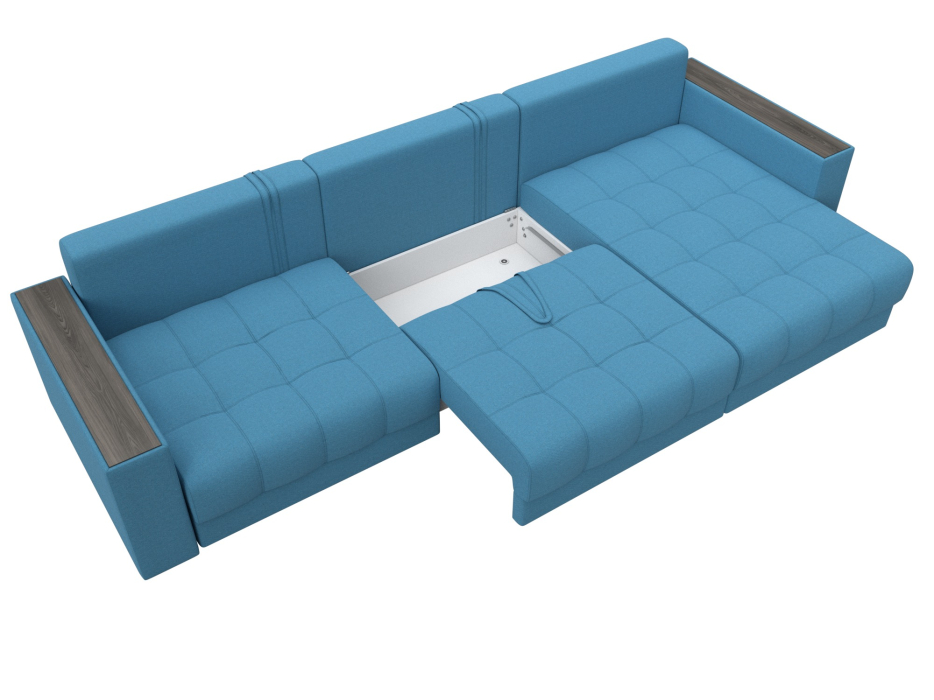 Дизайнерские диваны для гостиной, Диван угловой с декором Лига-049 НПБ Лонг, рогожка Амур