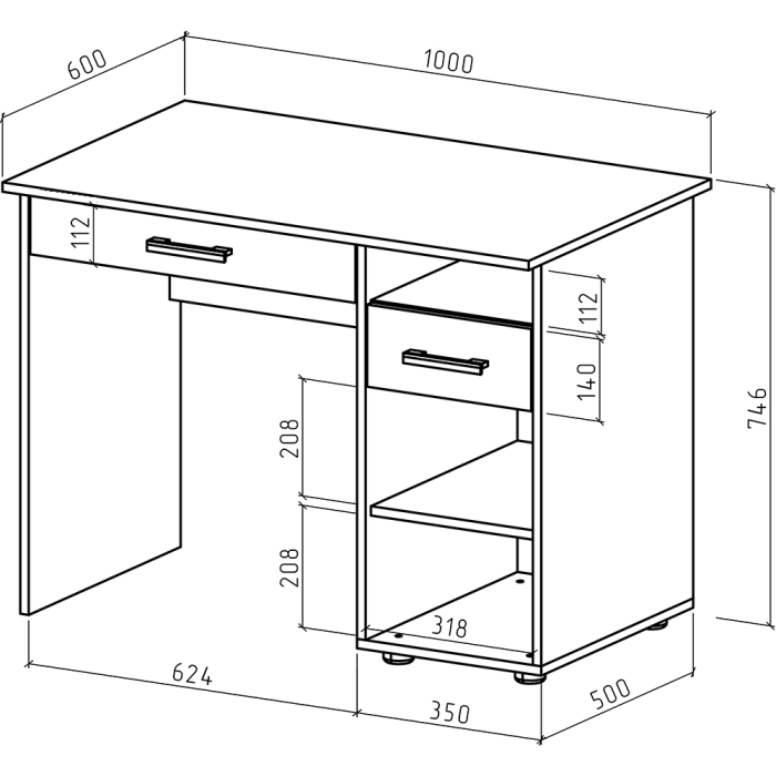 Прямые, Письменный стол Остин-1Я