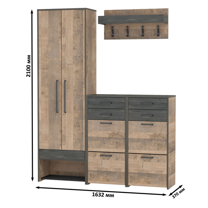Прихожие, Прихожая Трувор № 206 со шкафом 2-х дверным