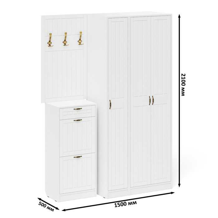 Прихожие, Мебель в прихожую П-6 компоновка № 50 фрезеровка прованс