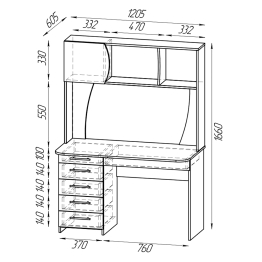 Стол компьютерный с надстройкой Сигма и компьютерное кресло чёрное