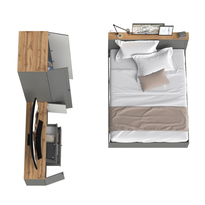 Спальные гарнитуры, Кровать двухспальная с ортопедическим основанием Остин и шкаф для одежды 13.224 с тумбой под ТВ