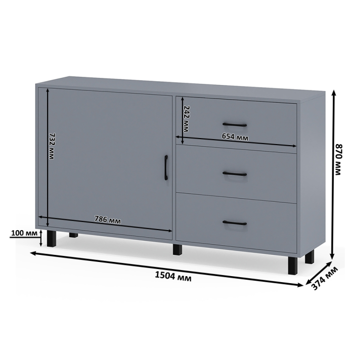 Туалетные столики, Стол косметический навесной с подсветкой и комод 122-1504