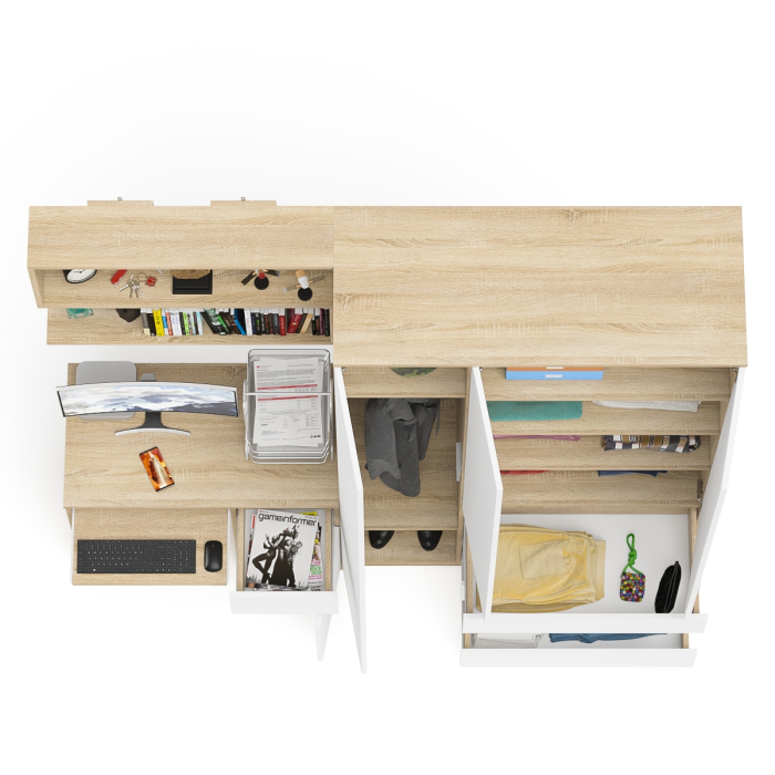 Домашние кабинеты, Шкаф-комод Мори МШ1200.1 со столом Мори МС-1 правый и полкой Мори 900