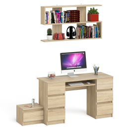 Двухтумбовый стол компьютерный Мори МС-2 с тумбочкой с ящиком и полкой на 1200