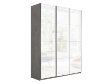 Шкафы-купе 3-х дверные, Шкаф Прайм трио Стекло белое 2300 x 2100 x 570