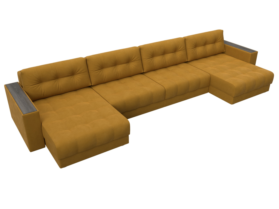 Дизайнерские диваны для гостиной, Диван П-образный с декором Лига-049 НПБ Лонг, велюр BRUT