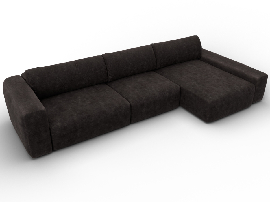 Диваны угловые в гостиную, Диван угловой Лига-066 НПБ Лонг угол правый, велюр BRUT