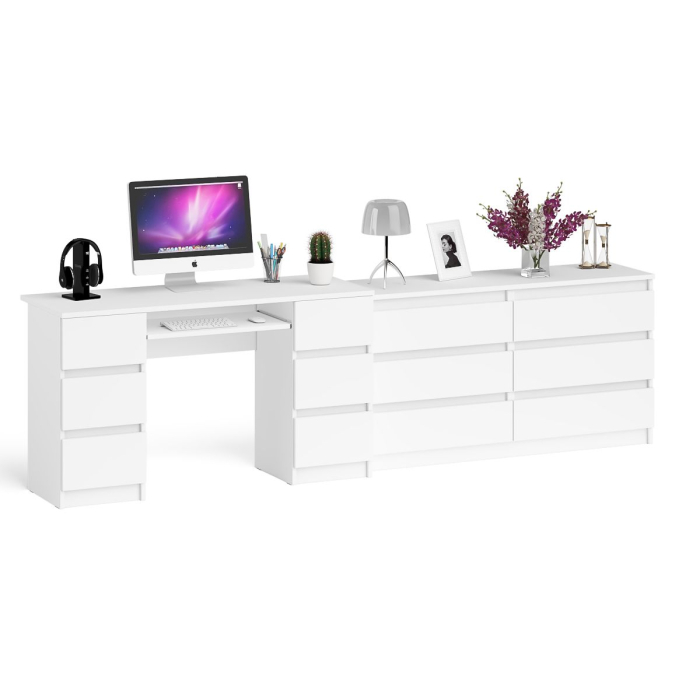 Компьютерные столы, Стол компьютерный МС-2 на шесть выдвижных ящиков и комод МК1380 Мори