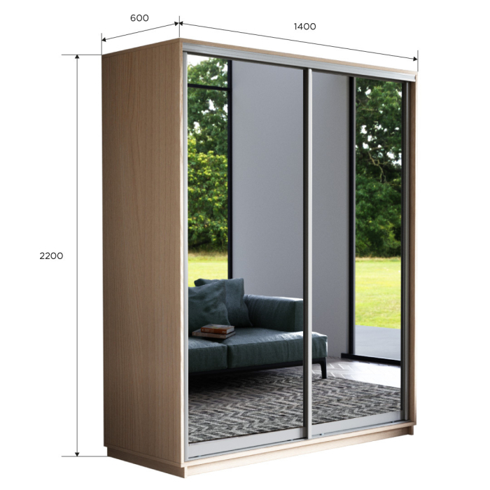 Шкафы-купе, Шкаф-купе Экспресс Экспенс дуо 2200 x 1400 x 600