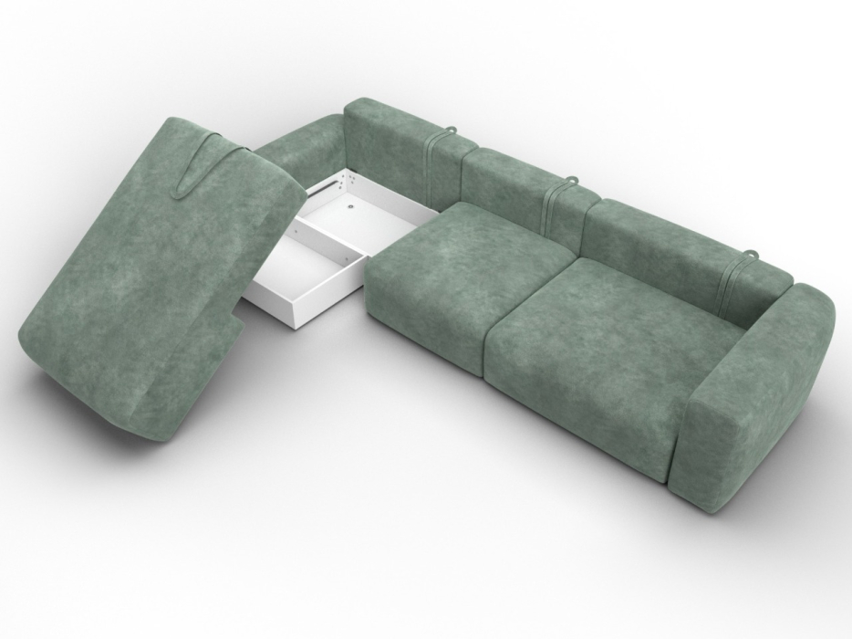 Диваны угловые в гостиную, Диван угловой Лига-066 НПБ Лонг угол левый, велюр BRUT