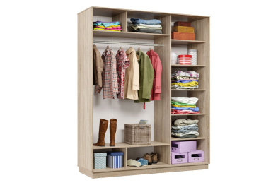 Шкаф-купе Премьер 22 (01ЗГ;01ЗГ;01ЗГ) фасады зеркало графит/трёхдверный/Профиль чёрный муар