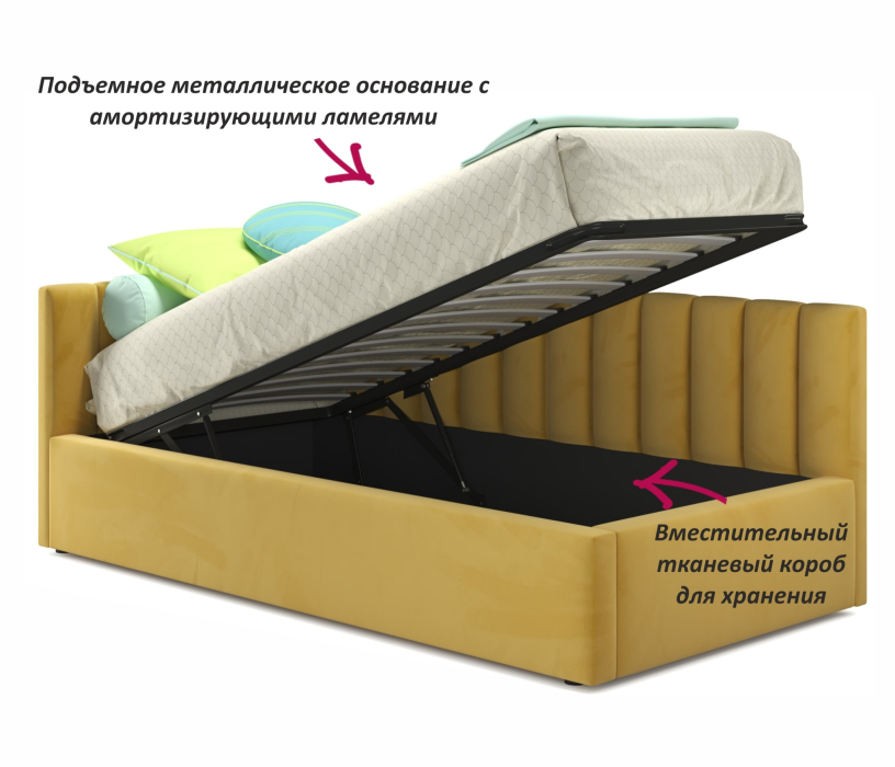 Мягкая кровать, Мягкая кровать-тахта Milena 900 подъемная с матрасом ГОСТ