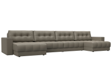 Дизайнерские диваны для гостиной, Диван П-образный с декором Лига-049 НПБ Лонг, экокожа GRIFON