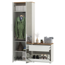 Шкаф для одежды с зеркальными дверками и обувница Октава.