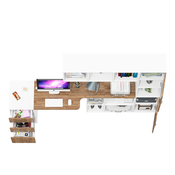 Домашние кабинеты, Мебель в рабочий кабинет Лидер-8 из стола с полкой и пенала с тумбой с ящиками