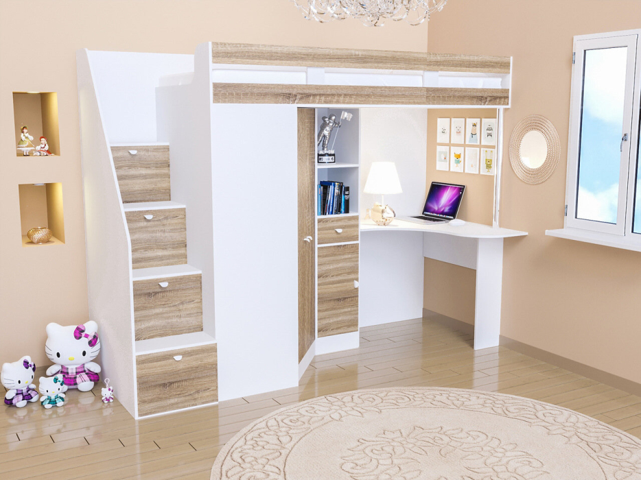 Кровати-чердаки, Кровать чердак Golden Kids 6 белый 