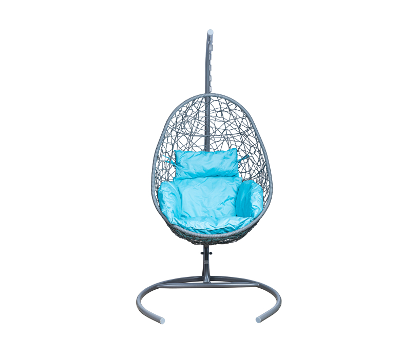 Мебель из ротанга, Подвесное кресло Leset Саона, каркас Серый металлик, подушка Бирюза яркая