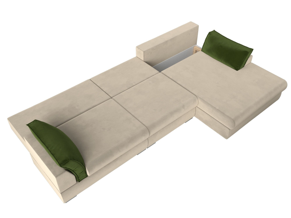 Диваны угловые в гостиную, Угловой диван Пекин Long угол правый, НПБ, микровельвет