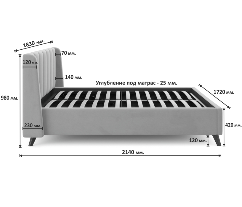Мягкая кровать, Мягкая кровать Betsi 1600 с подъемным механизмом