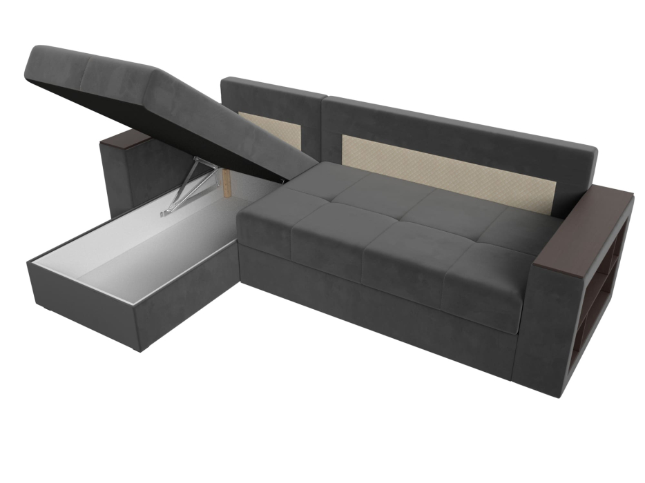 Диваны угловые в гостиную, Диван угловой Дубай Лайт, велюр, левый угол