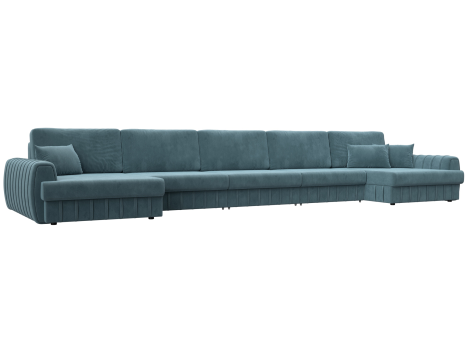 Диваны угловые в гостиную, Диван П-образный Лига-057 НПБ МегаЛонг, велюр SEVEN